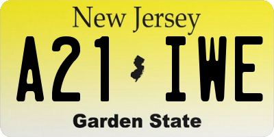 NJ license plate A21IWE