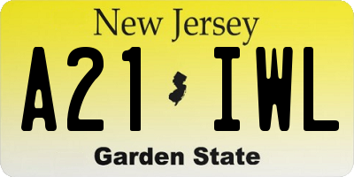 NJ license plate A21IWL