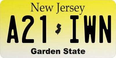 NJ license plate A21IWN