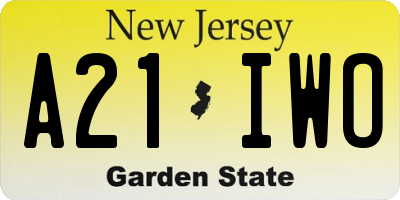NJ license plate A21IWO