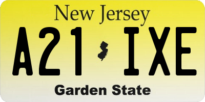 NJ license plate A21IXE