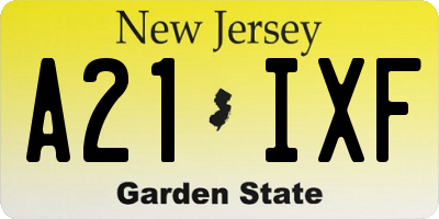 NJ license plate A21IXF