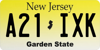 NJ license plate A21IXK