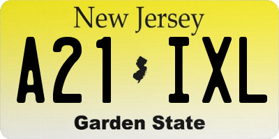 NJ license plate A21IXL