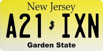 NJ license plate A21IXN