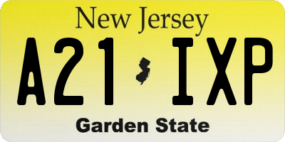 NJ license plate A21IXP