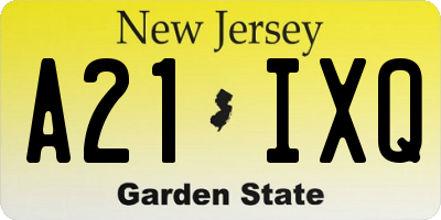 NJ license plate A21IXQ