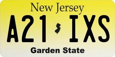 NJ license plate A21IXS