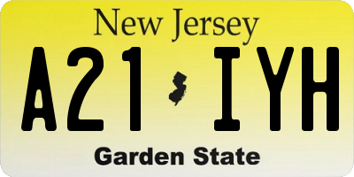 NJ license plate A21IYH