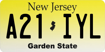 NJ license plate A21IYL