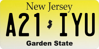 NJ license plate A21IYU