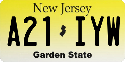 NJ license plate A21IYW