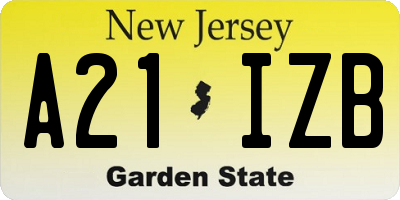 NJ license plate A21IZB