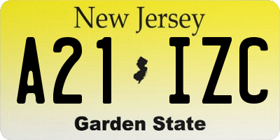 NJ license plate A21IZC