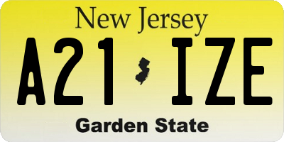 NJ license plate A21IZE