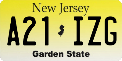 NJ license plate A21IZG