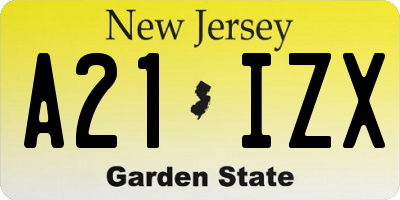 NJ license plate A21IZX