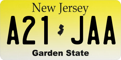 NJ license plate A21JAA