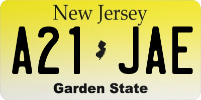 NJ license plate A21JAE
