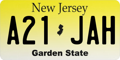 NJ license plate A21JAH