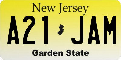 NJ license plate A21JAM