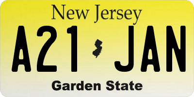 NJ license plate A21JAN