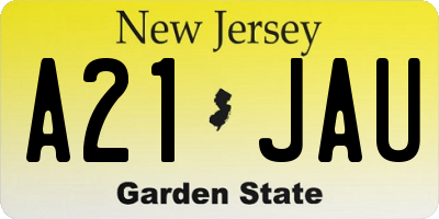 NJ license plate A21JAU