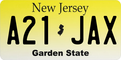 NJ license plate A21JAX