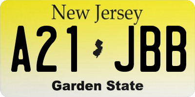 NJ license plate A21JBB