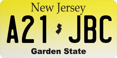NJ license plate A21JBC