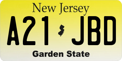 NJ license plate A21JBD