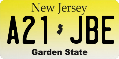 NJ license plate A21JBE
