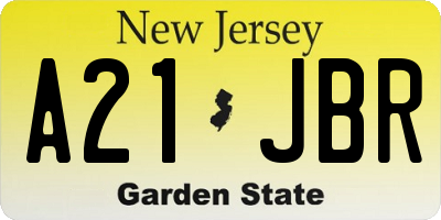 NJ license plate A21JBR