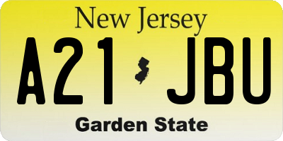 NJ license plate A21JBU