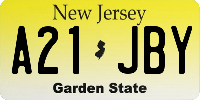 NJ license plate A21JBY