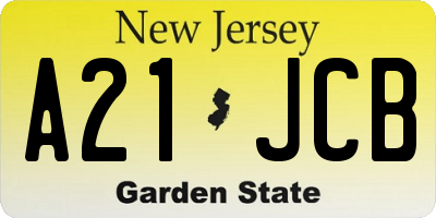 NJ license plate A21JCB