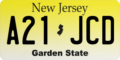 NJ license plate A21JCD