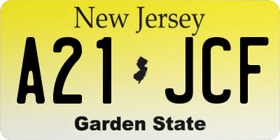 NJ license plate A21JCF