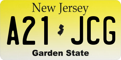NJ license plate A21JCG