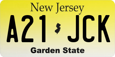 NJ license plate A21JCK