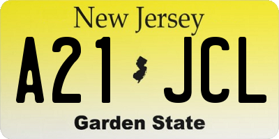 NJ license plate A21JCL
