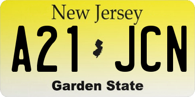 NJ license plate A21JCN