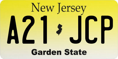 NJ license plate A21JCP