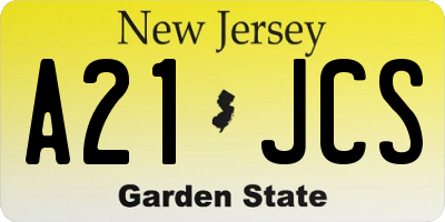 NJ license plate A21JCS