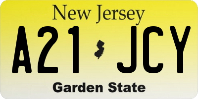 NJ license plate A21JCY