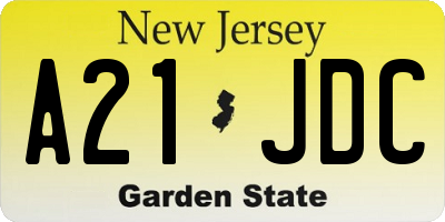 NJ license plate A21JDC
