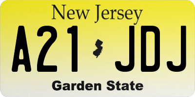 NJ license plate A21JDJ