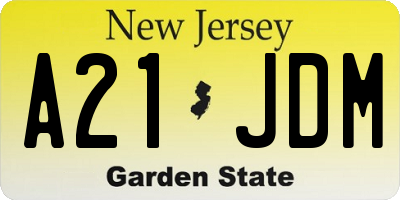 NJ license plate A21JDM