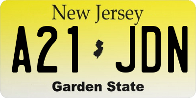NJ license plate A21JDN