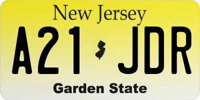 NJ license plate A21JDR